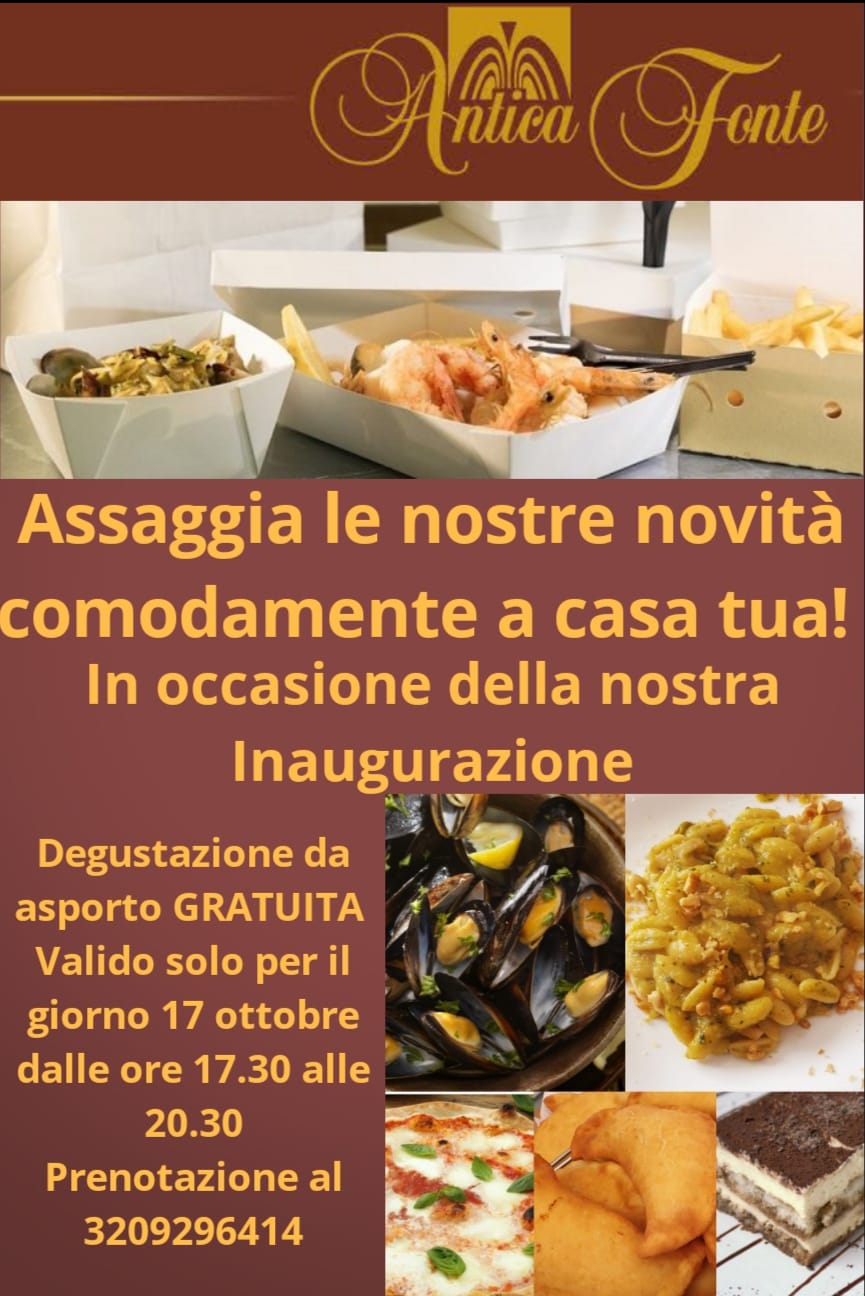 | 17 OTTOBRE 2020 | SUTRI - Degustazioni: inaugurazione al ristorante-pizzeria Antica Fonte!