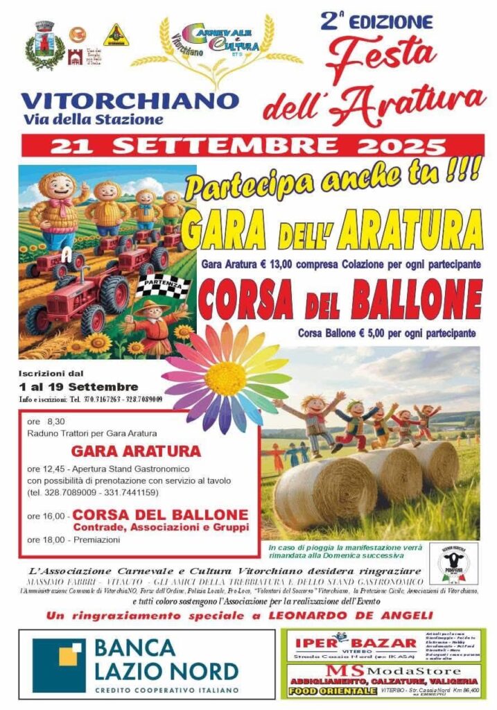 | 21 SETTEMBRE 2025 | VITORCHIANO - Festa dell'aratura 2025: tradizioni contadine e divertimento!