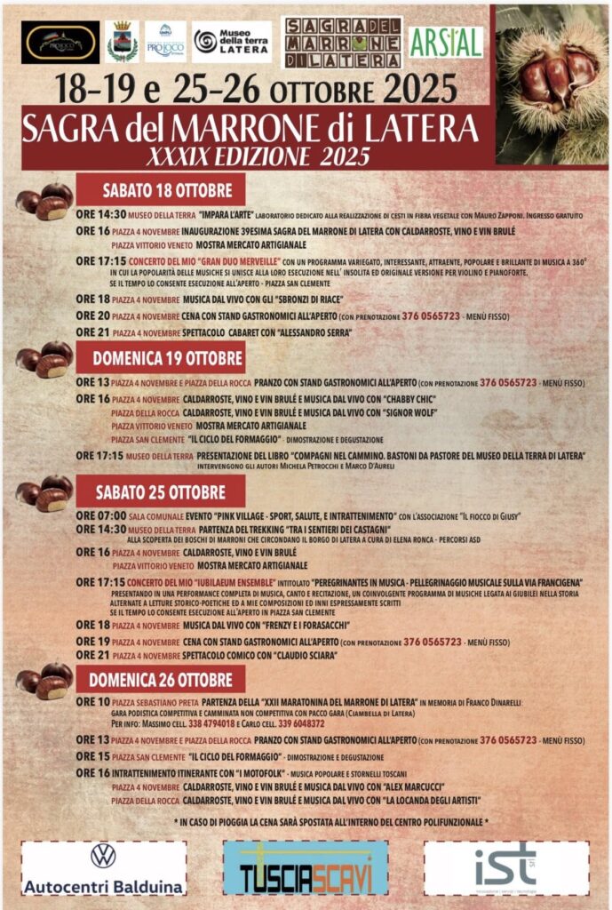 | 18,19,25,26 OTTOBRE 2025 | LATERA - Sagra del Marrone
