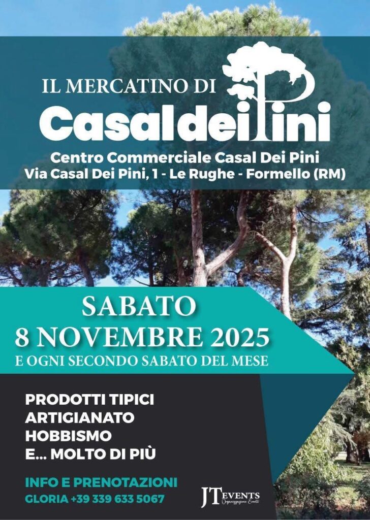 | 8 NOVEMBRE 2025 | FORMELLO - Nasce il Mercatino di Casal dei Pini: creatività, tradizione e qualità!