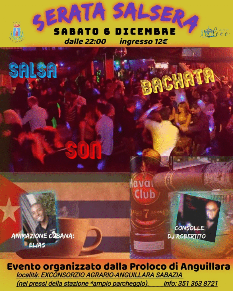 | 6 DICEMBRE 2025 | ANGUILLARA SABAZIA - E' tempo di Serata Salsera!