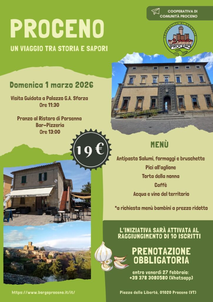 | 1 MARZO 2026 | PROCENO - Viaggio tra storia, arte e sapori della tradizione!