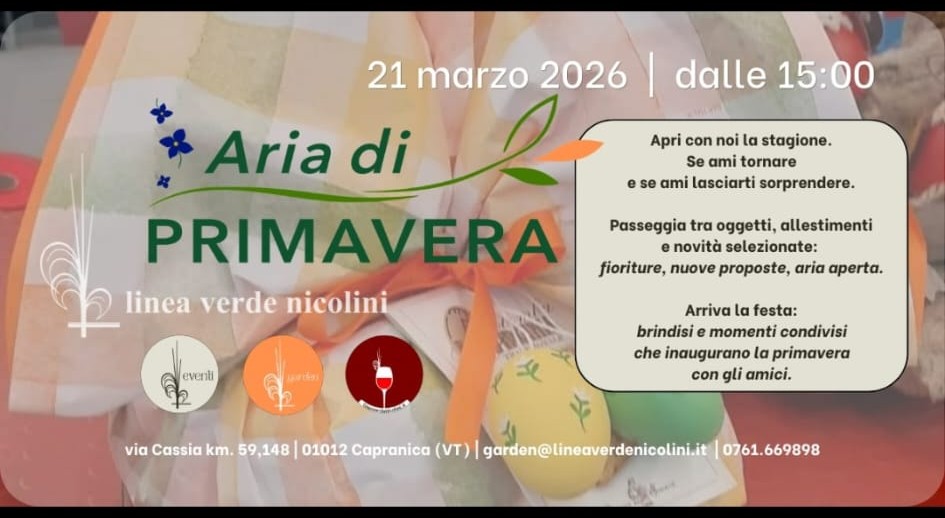 | 21 MARZO 2026 | CAPRANICA - "Aria di primavera": nel verde de La Trinità il primo giorno della stagione!