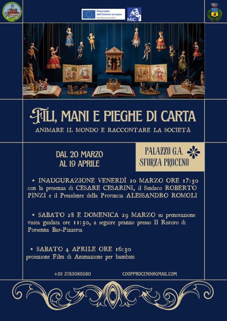 | Dal 20 MARZO al 19 APRILE 2026 | PROCENO - Al via la nuova edizione di “Fili, Mani e Pieghe di Carta”: animare il mondo e raccontare la società