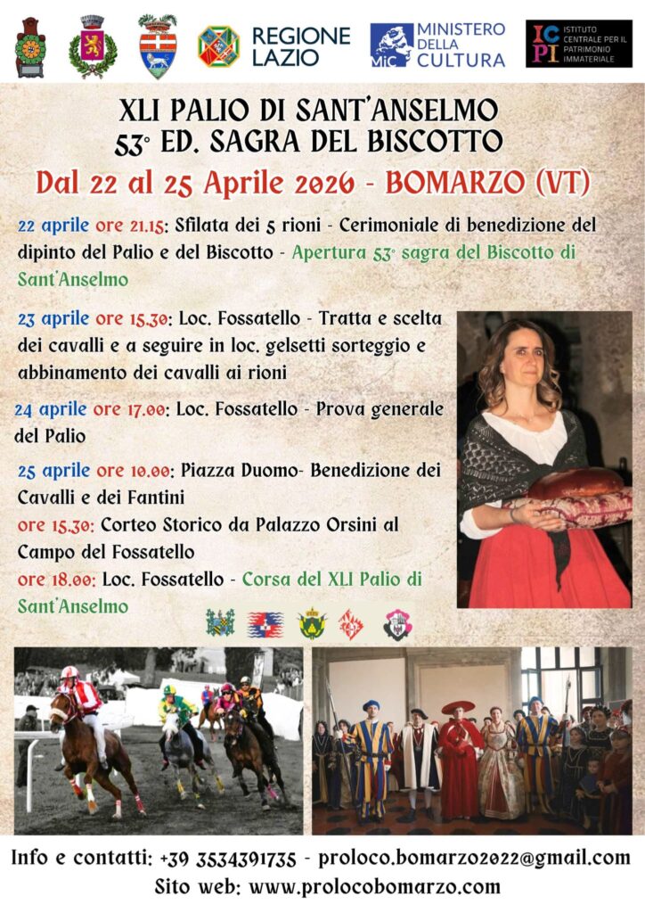 | Dal 22 al 25 APRILE 2026 | BOMARZO - Palio di Sant'Anselmo: tutto pronto per la 41^ edizione!