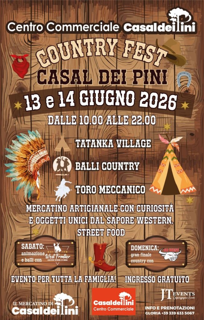 | 13,14 GIUGNO 2026 | FORMELLO - Al Centro Commerciale Casal dei Pini è tempo di Country fest!
