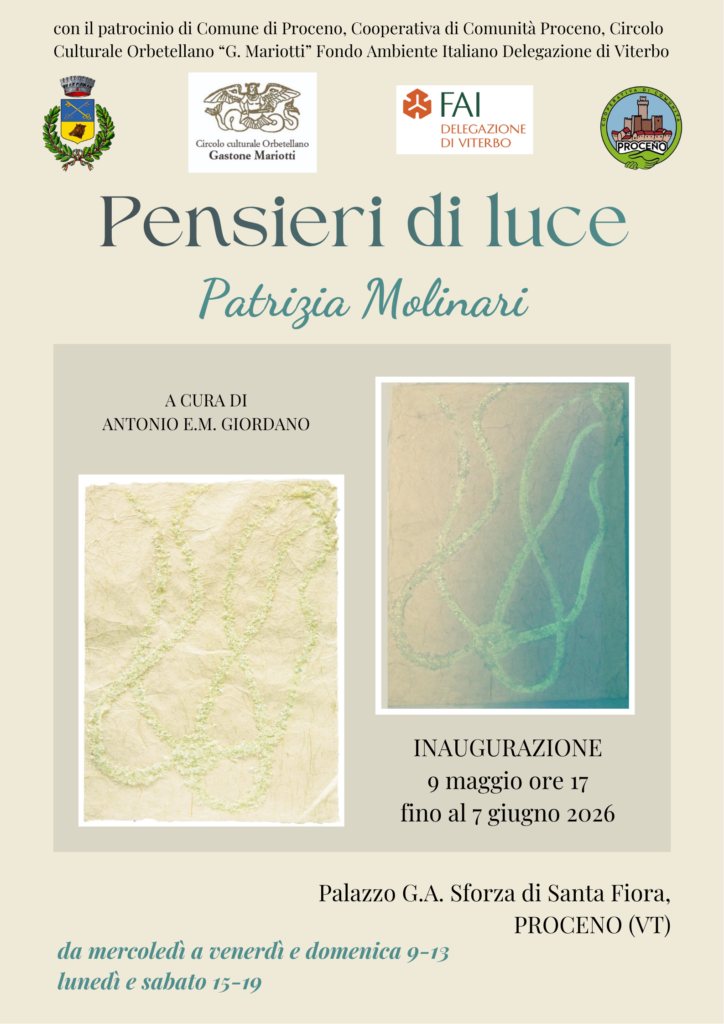 | 9 MAGGIO 2026 | PROCENO - Inaugurazione della mostra "Pensieri di luce"