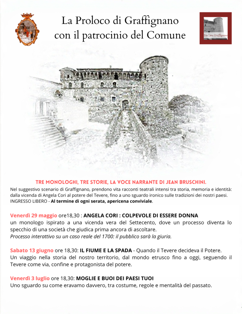 | 29 MAGGIO 2026 | GRAFFIGNANO - "Angela Cori - Colpevole di essere donna": al castello il pubblico diventa giuria