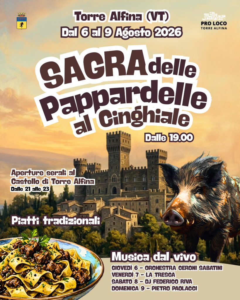 | 6,7,8,9 AGOSTO 2026 | TORRE ALFINA - Sagra del Cinghiale