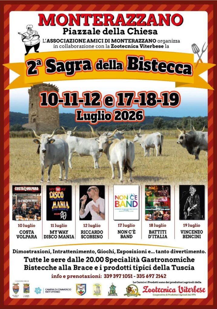| 10,11,12,17,18,19 LUGLIO 2026 | MONTERAZZANO - Sagra della Bistecca