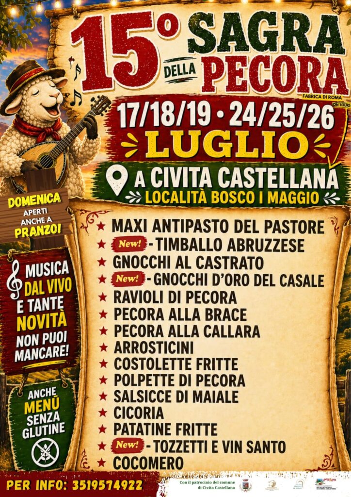 | 17,18,19,24,25,26 LUGLIO 2026 | CIVITA CASTELLANA - Sagra della Pecora